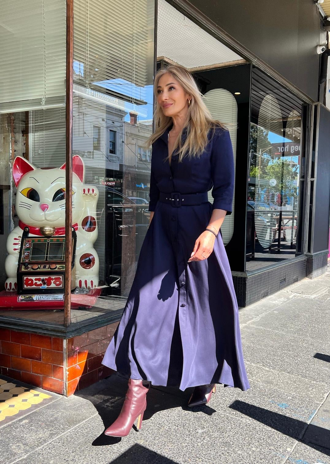 Ascot Dress - Navy